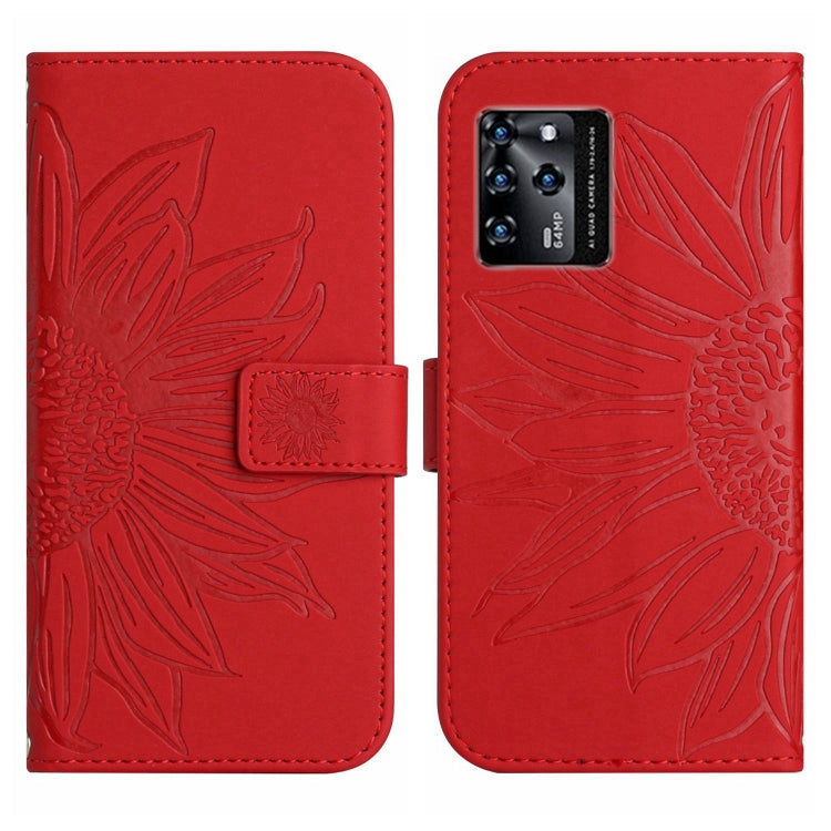 Skin Feel Sun Flower Pattern Flip Leather Phone Case with Lanyard, For ZTE Blade V30, For ZTE Blade V30 Vita