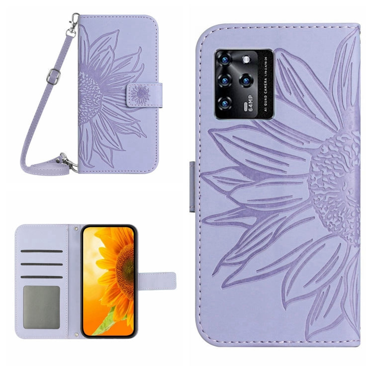 Skin Feel Sun Flower Pattern Flip Leather Phone Case with Lanyard, For ZTE Blade V30, For ZTE Blade V30 Vita