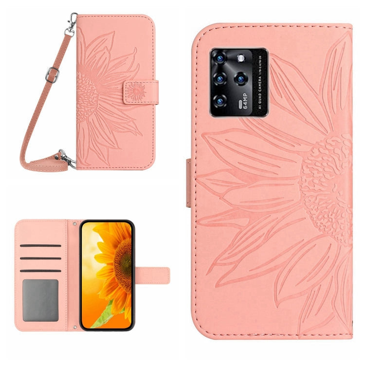 Skin Feel Sun Flower Pattern Flip Leather Phone Case with Lanyard, For ZTE Blade V30, For ZTE Blade V30 Vita