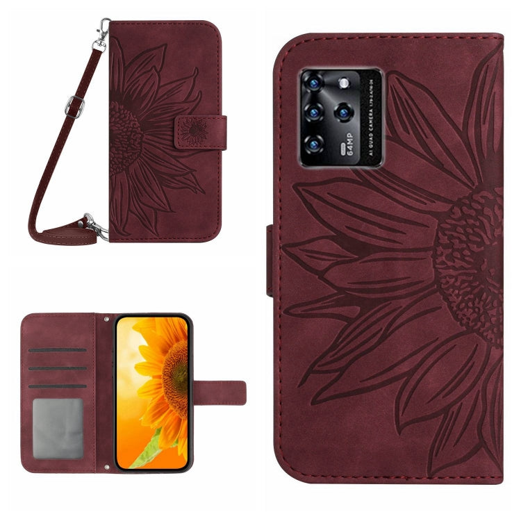 Skin Feel Sun Flower Pattern Flip Leather Phone Case with Lanyard, For ZTE Blade V30, For ZTE Blade V30 Vita