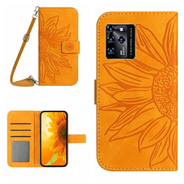 Skin Feel Sun Flower Pattern Flip Leather Phone Case with Lanyard, For ZTE Blade V30, For ZTE Blade V30 Vita