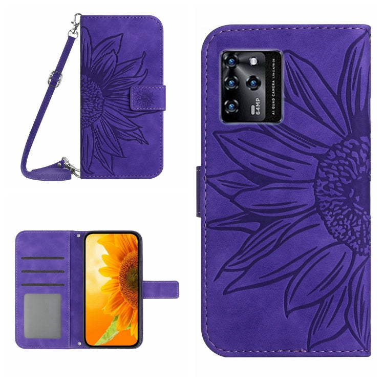Skin Feel Sun Flower Pattern Flip Leather Phone Case with Lanyard, For ZTE Blade V30, For ZTE Blade V30 Vita
