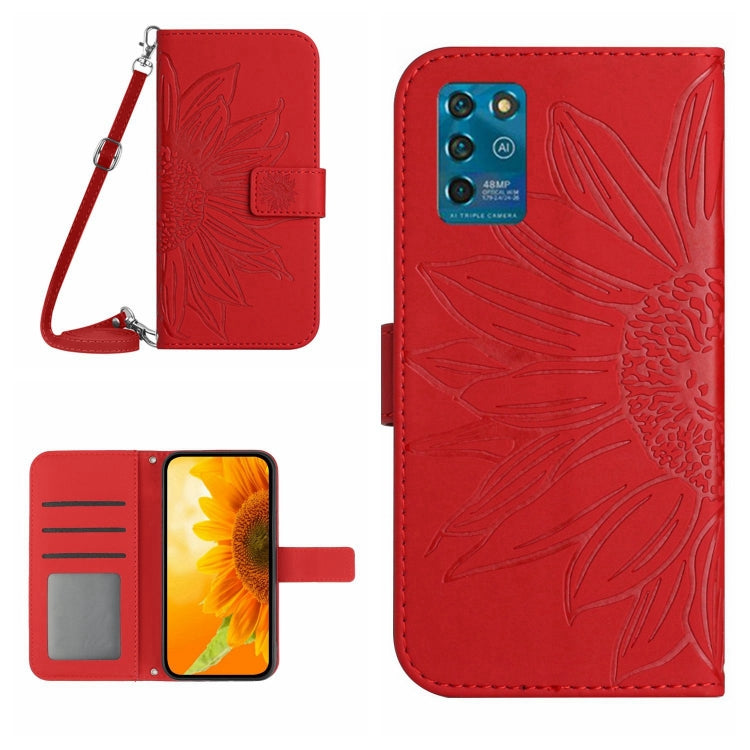 Skin Feel Sun Flower Pattern Flip Leather Phone Case with Lanyard, For ZTE Blade V30, For ZTE Blade V30 Vita