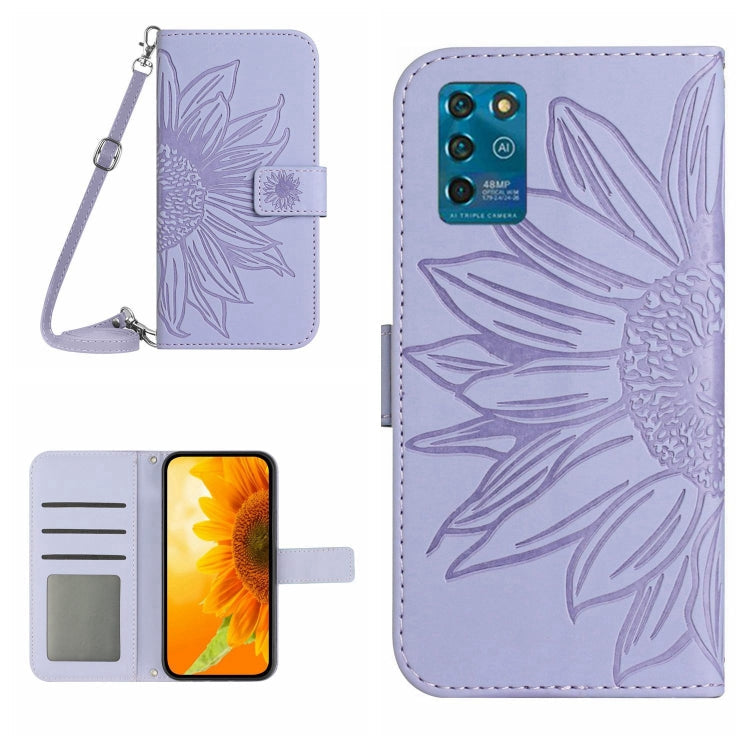 Skin Feel Sun Flower Pattern Flip Leather Phone Case with Lanyard, For ZTE Blade V30, For ZTE Blade V30 Vita