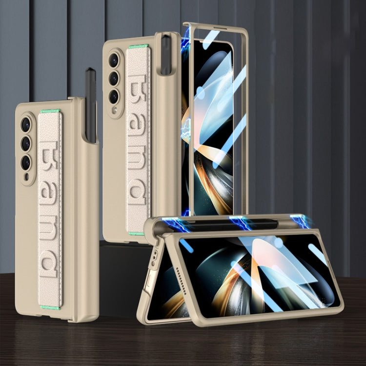 GKK Integrated Magnetic Folding Hinge Phone Case with Wrist Strap & Pen Holder, For Samsung Galaxy Z Fold4