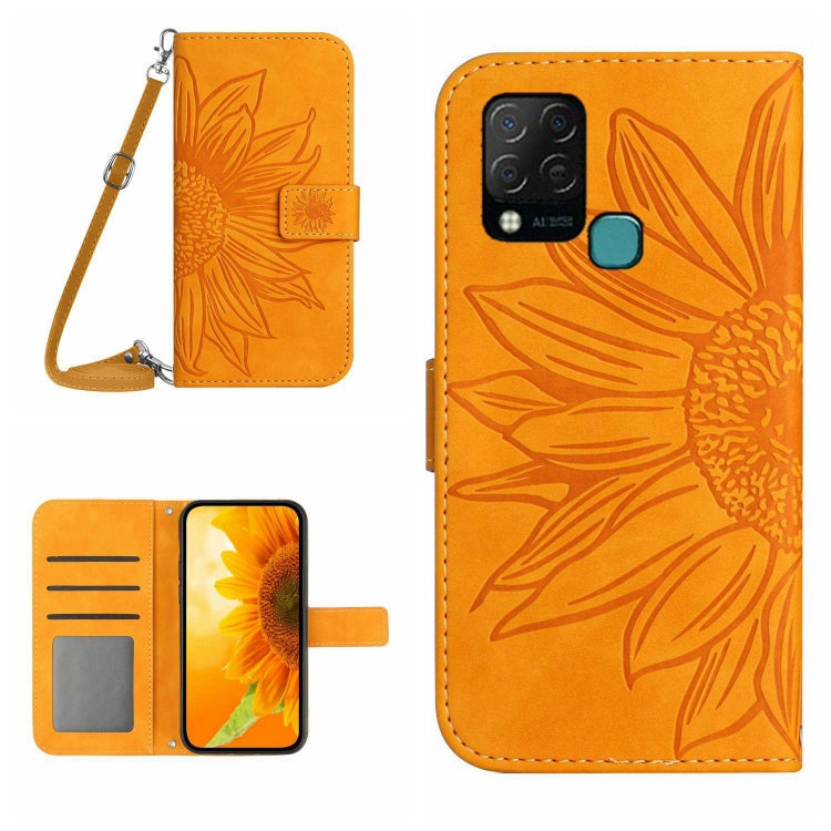 Skin Feel Sun Flower Pattern Flip Leather Phone Case with Lanyard, For Infinix Hot 10S / 10S NFC, For Infinix Hot 11
