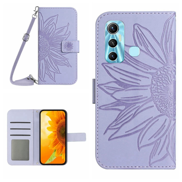 Skin Feel Sun Flower Pattern Flip Leather Phone Case with Lanyard, For Infinix Hot 10S / 10S NFC, For Infinix Hot 11