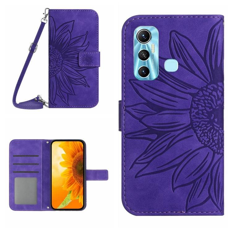 Skin Feel Sun Flower Pattern Flip Leather Phone Case with Lanyard, For Infinix Hot 10S / 10S NFC, For Infinix Hot 11