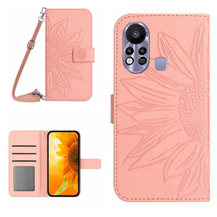 Skin Feel Sun Flower Pattern Flip Leather Phone Case with Lanyard, For Infinix Hot 11S, For Infinix Hot 11S NFC