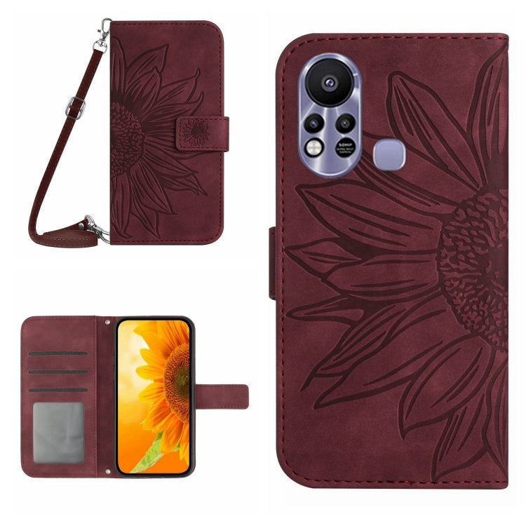 Skin Feel Sun Flower Pattern Flip Leather Phone Case with Lanyard, For Infinix Hot 11S, For Infinix Hot 11S NFC