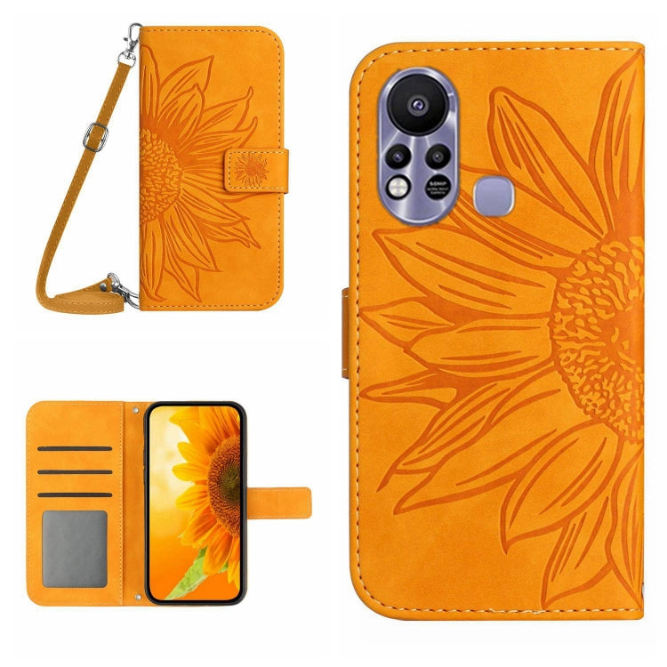 Skin Feel Sun Flower Pattern Flip Leather Phone Case with Lanyard, For Infinix Hot 11S, For Infinix Hot 11S NFC