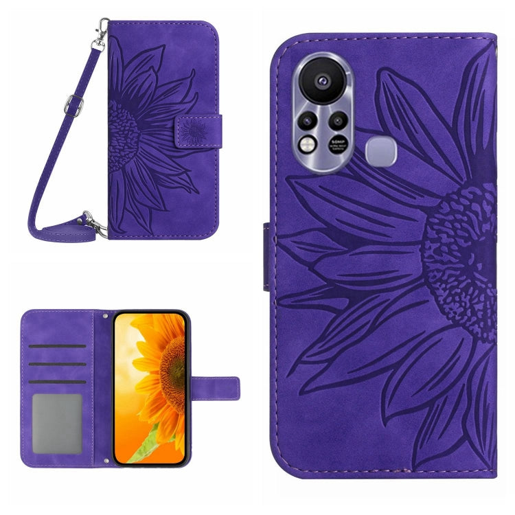 Skin Feel Sun Flower Pattern Flip Leather Phone Case with Lanyard, For Infinix Hot 11S, For Infinix Hot 11S NFC