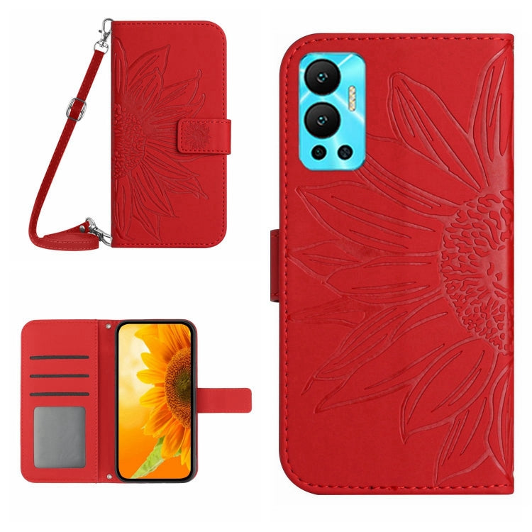 Skin Feel Sun Flower Pattern Flip Leather Phone Case with Lanyard, For Infinix Hot 12, For Infinix Hot 12 Play