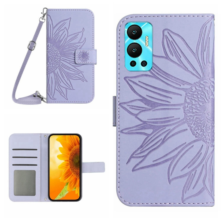 Skin Feel Sun Flower Pattern Flip Leather Phone Case with Lanyard, For Infinix Hot 12, For Infinix Hot 12 Play