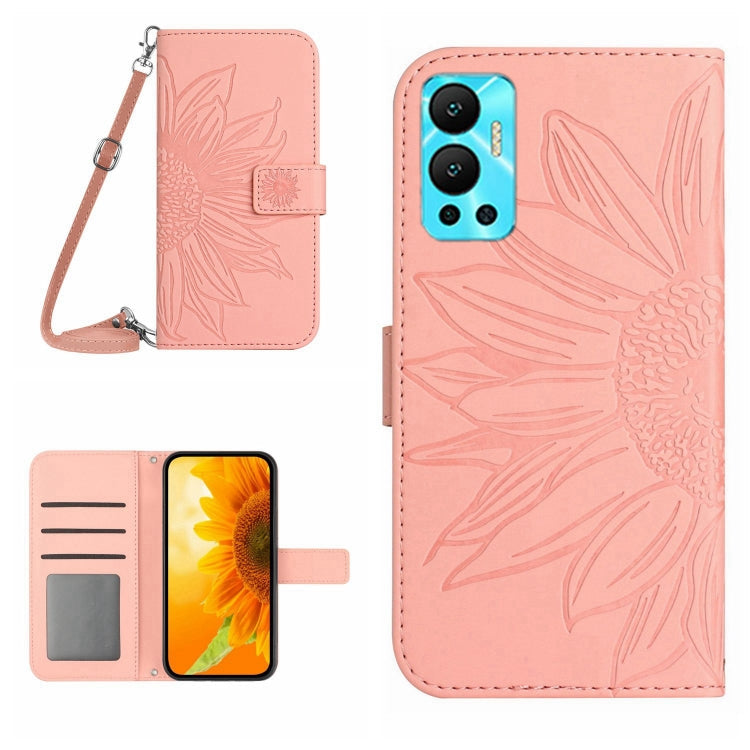 Skin Feel Sun Flower Pattern Flip Leather Phone Case with Lanyard, For Infinix Hot 12, For Infinix Hot 12 Play