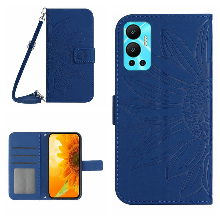 Skin Feel Sun Flower Pattern Flip Leather Phone Case with Lanyard, For Infinix Hot 12, For Infinix Hot 12 Play