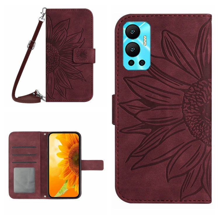 Skin Feel Sun Flower Pattern Flip Leather Phone Case with Lanyard, For Infinix Hot 12, For Infinix Hot 12 Play