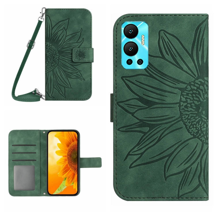 Skin Feel Sun Flower Pattern Flip Leather Phone Case with Lanyard, For Infinix Hot 12, For Infinix Hot 12 Play