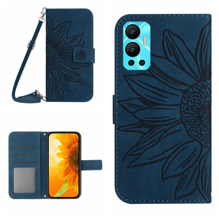 Skin Feel Sun Flower Pattern Flip Leather Phone Case with Lanyard, For Infinix Hot 12, For Infinix Hot 12 Play