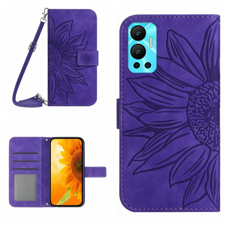 Skin Feel Sun Flower Pattern Flip Leather Phone Case with Lanyard, For Infinix Hot 12, For Infinix Hot 12 Play