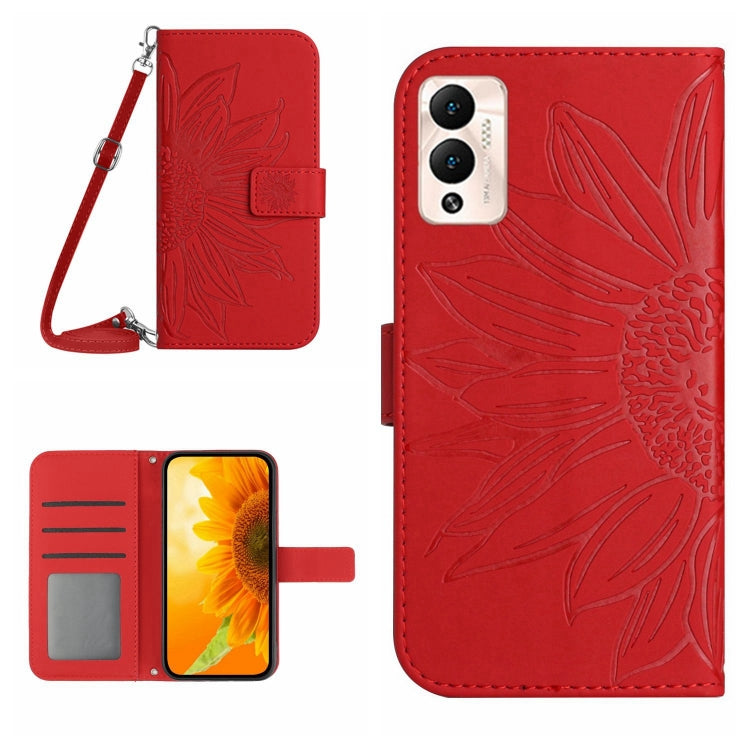 Skin Feel Sun Flower Pattern Flip Leather Phone Case with Lanyard, For Infinix Hot 12, For Infinix Hot 12 Play