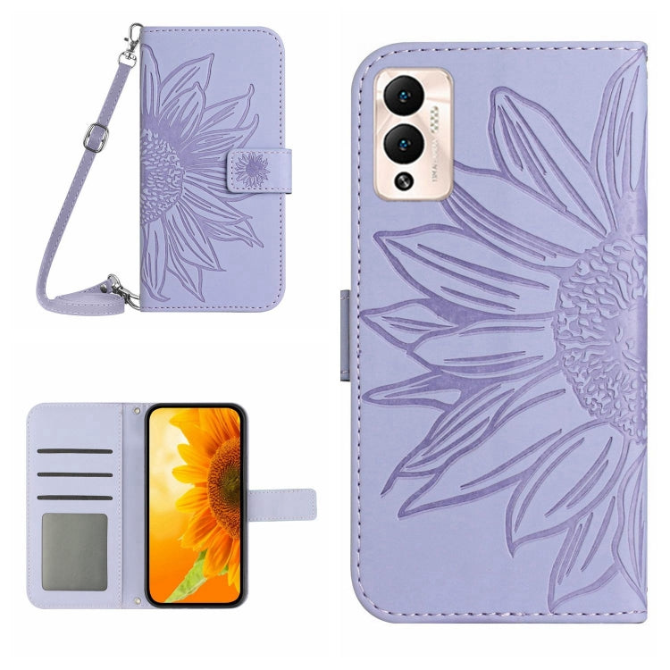 Skin Feel Sun Flower Pattern Flip Leather Phone Case with Lanyard, For Infinix Hot 12, For Infinix Hot 12 Play