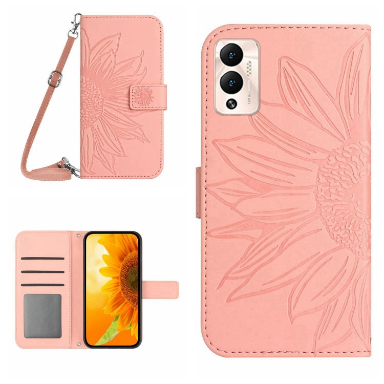 Skin Feel Sun Flower Pattern Flip Leather Phone Case with Lanyard, For Infinix Hot 12, For Infinix Hot 12 Play