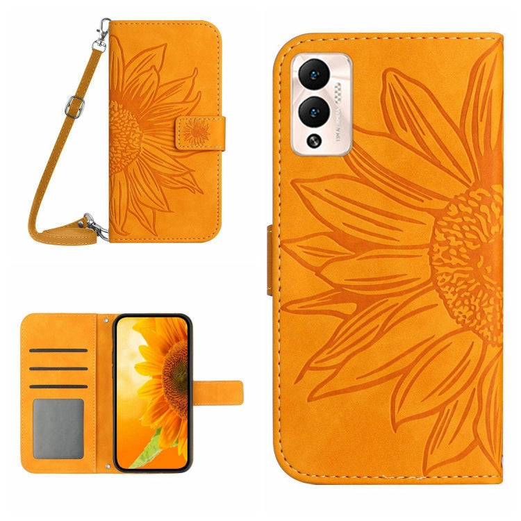 Skin Feel Sun Flower Pattern Flip Leather Phone Case with Lanyard, For Infinix Hot 12, For Infinix Hot 12 Play