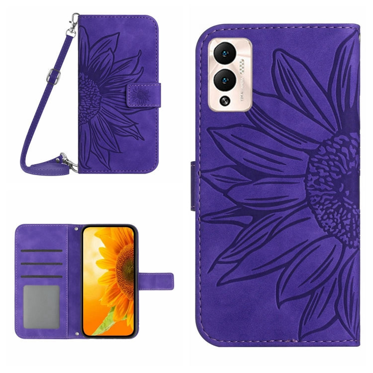 Skin Feel Sun Flower Pattern Flip Leather Phone Case with Lanyard, For Infinix Hot 12, For Infinix Hot 12 Play