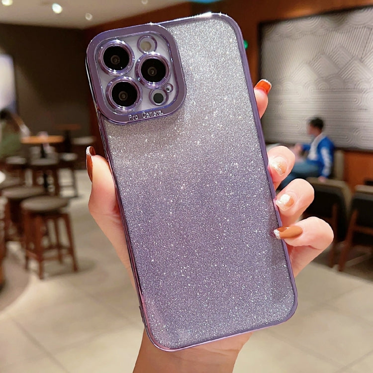 High Transparent Gradient Color Glitter TPU Phone Case, For iPhone 14 Pro, For iPhone 14