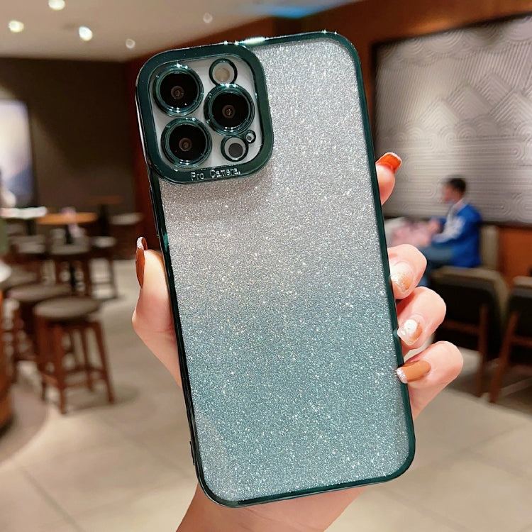 High Transparent Gradient Color Glitter TPU Phone Case, For iPhone 14 Pro, For iPhone 14