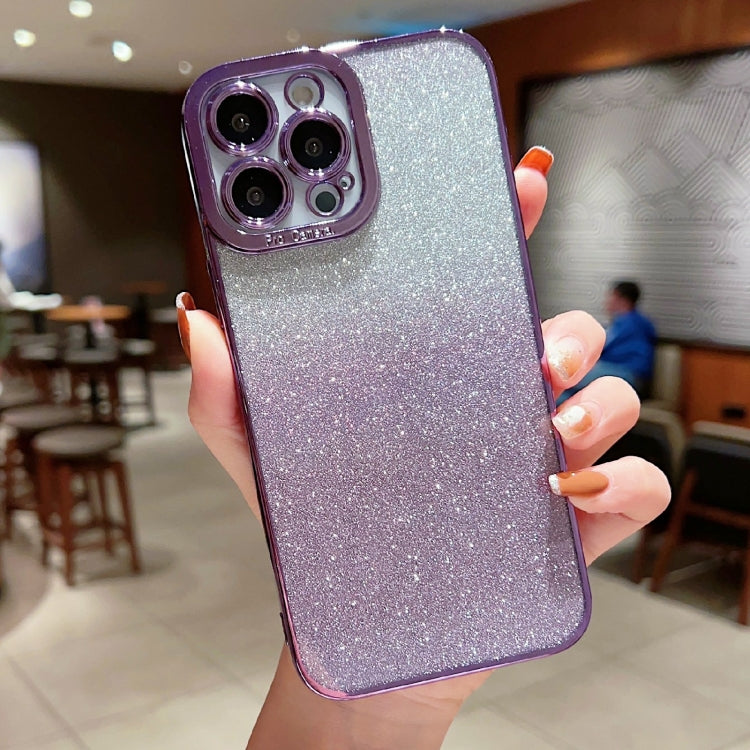 High Transparent Gradient Color Glitter TPU Phone Case, For iPhone 14 Pro, For iPhone 14