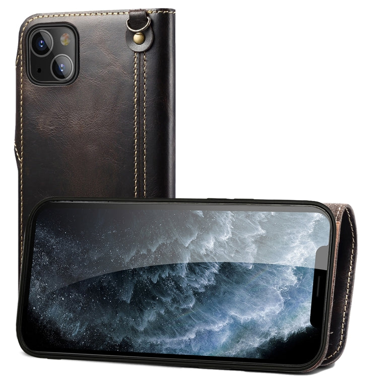 Denior Oil Wax Cowhide Magnetic Button Genuine Leather Case, For iPhone 13, For iPhone 13 mini, For iPhone 12 Pro Max, For iPhone 12 / 12 Pro, For iPhone 12 mini, For Samsung Galaxy S20