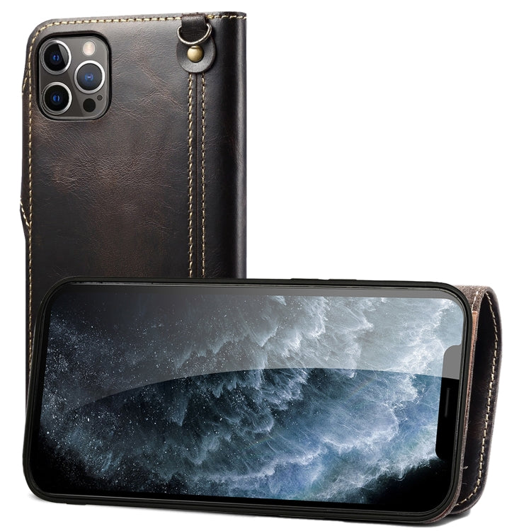 Denior Oil Wax Cowhide Magnetic Button Genuine Leather Case, For iPhone 13, For iPhone 13 mini, For iPhone 12 Pro Max, For iPhone 12 / 12 Pro, For iPhone 12 mini, For Samsung Galaxy S20