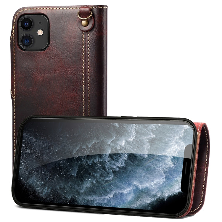 Denior Oil Wax Cowhide Magnetic Button Genuine Leather Case, For iPhone 13, For iPhone 13 mini, For iPhone 12 Pro Max, For iPhone 12 / 12 Pro, For iPhone 12 mini, For Samsung Galaxy S20