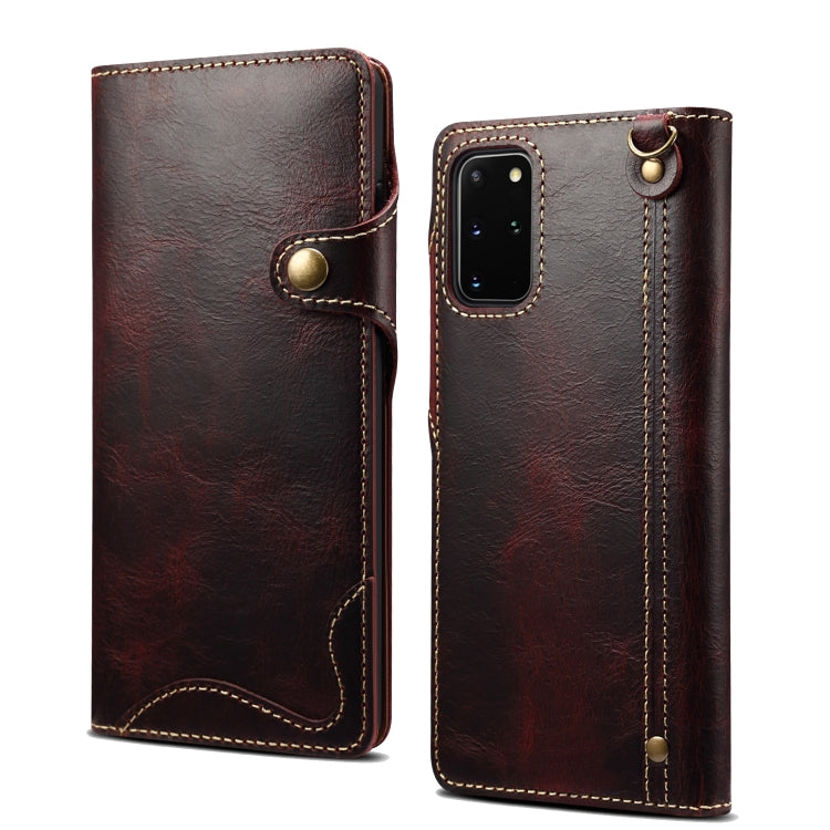 Denior Oil Wax Cowhide Magnetic Button Genuine Leather Case, For iPhone 13, For iPhone 13 mini, For iPhone 12 Pro Max, For iPhone 12 / 12 Pro, For iPhone 12 mini, For Samsung Galaxy S20