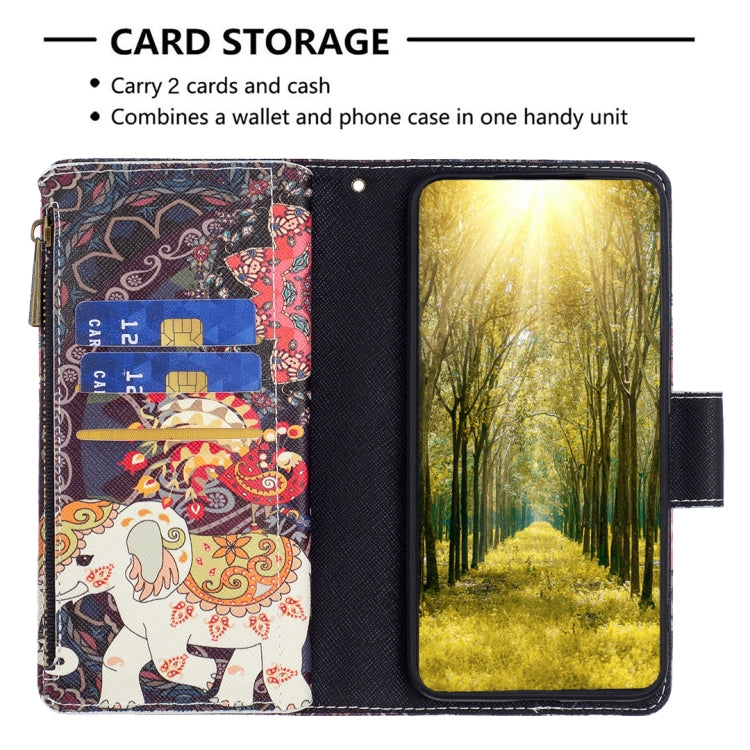 Colored Drawing Pattern Zipper Leather Phone Case, For Samsung Galaxy A54 5G