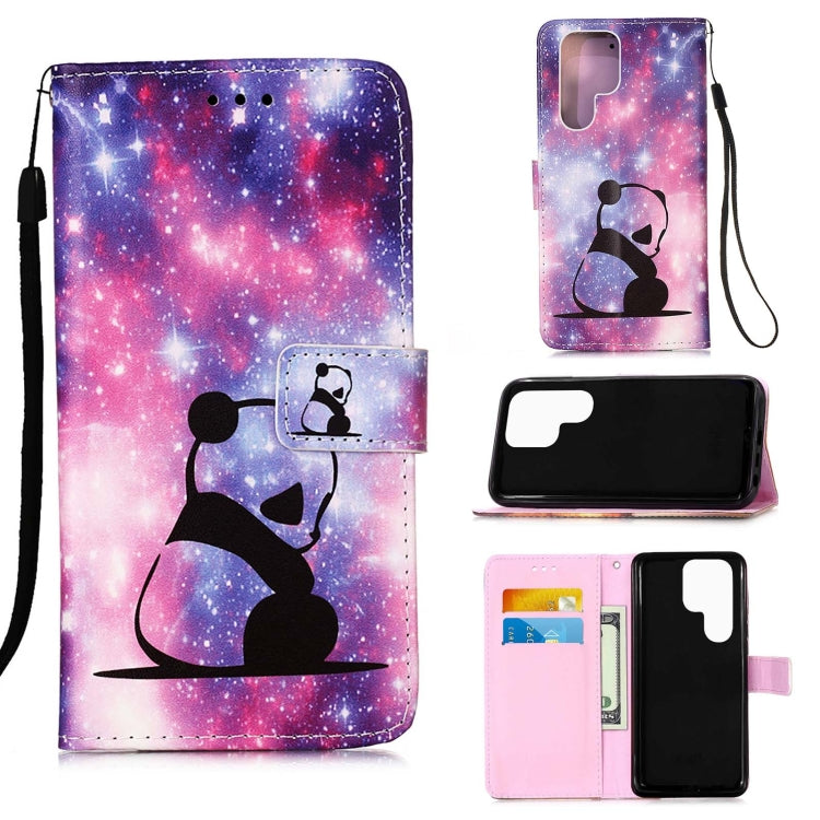 Colored Drawing Pattern Plain Weave Leather Phone Case, For Samsung Galaxy S23 Ultra 5G