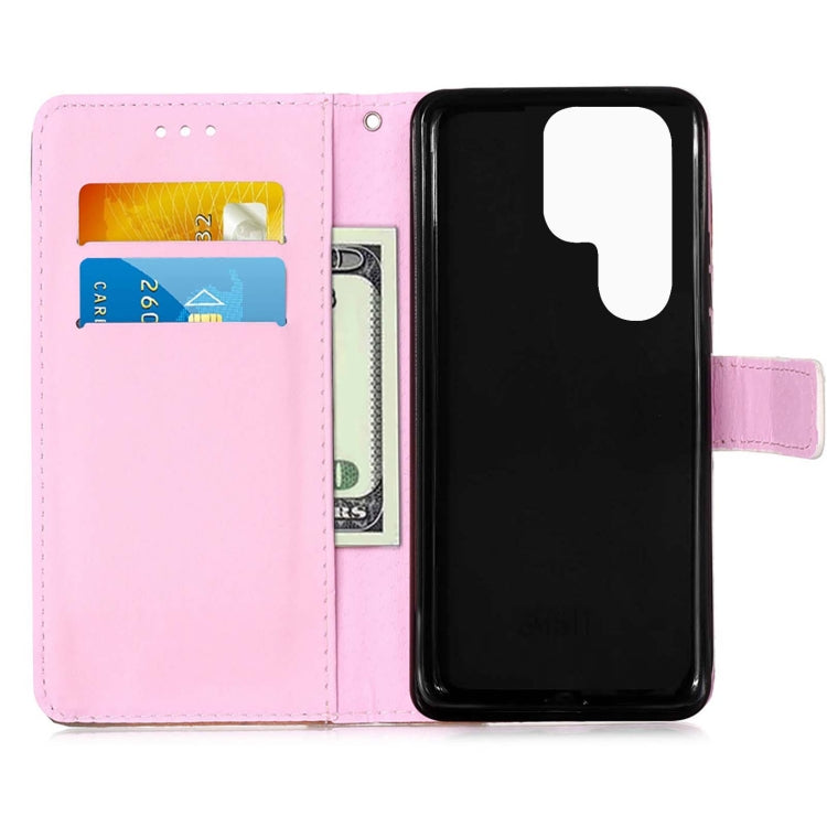 Colored Drawing Pattern Plain Weave Leather Phone Case, For Samsung Galaxy S23 Ultra 5G