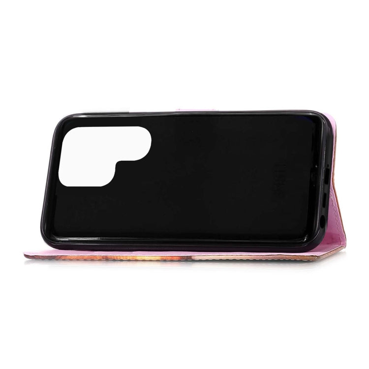 Colored Drawing Pattern Plain Weave Leather Phone Case, For Samsung Galaxy S23 Ultra 5G