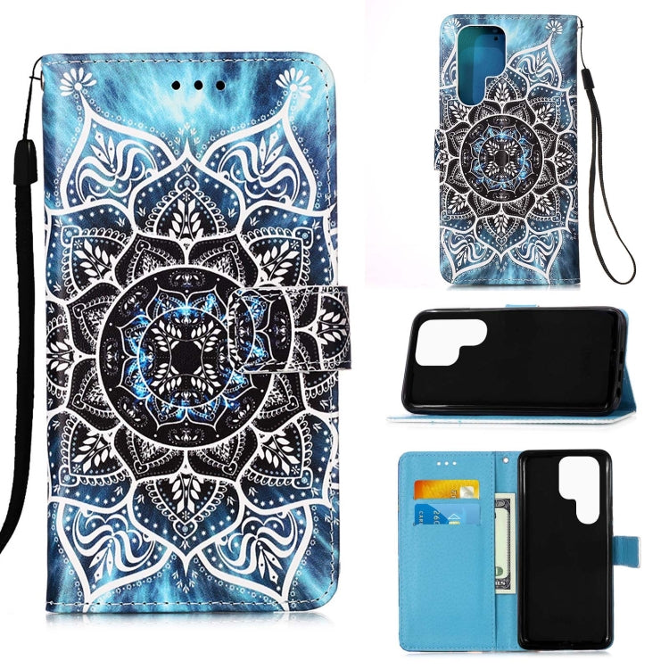Colored Drawing Pattern Plain Weave Leather Phone Case, For Samsung Galaxy S23 Ultra 5G