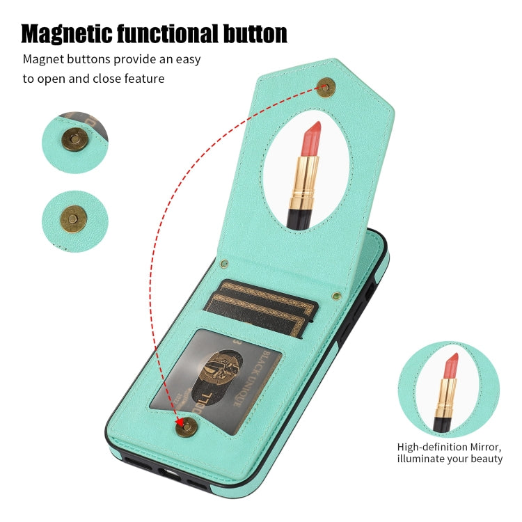 Rhombic Texture RFID Phone Case with Lanyard & Mirror, For iPhone 13 Pro Max, For iPhone 13 Pro, For iPhone 13, For iPhone 13 mini