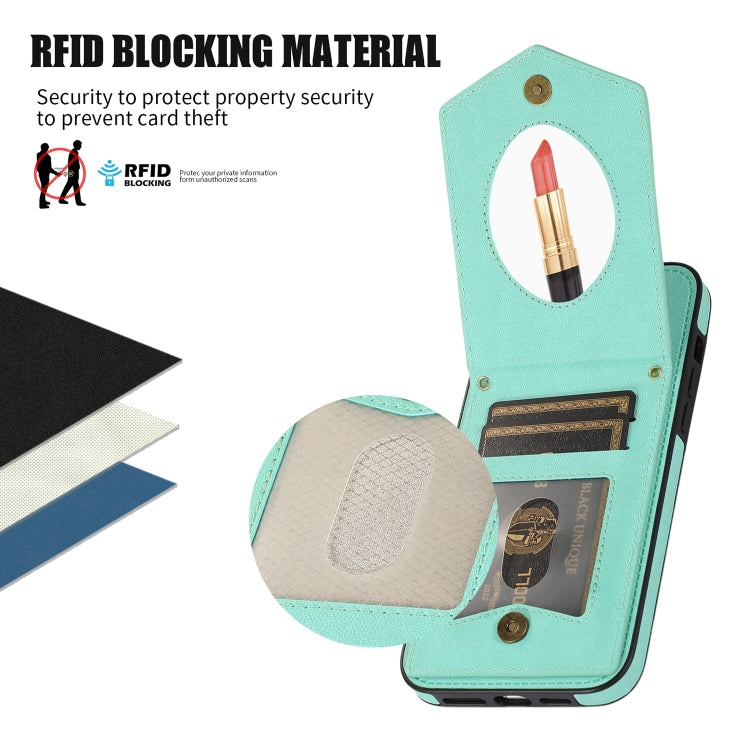 Rhombic Texture RFID Phone Case with Lanyard & Mirror, For iPhone 13 Pro Max, For iPhone 13 Pro, For iPhone 13, For iPhone 13 mini