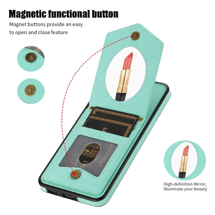 Rhombic Texture RFID Phone Case with Lanyard & Mirror, For Samsung Galaxy S21 FE 5G, For Samsung Galaxy S22 Ultra 5G