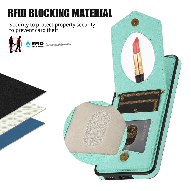 Rhombic Texture RFID Phone Case with Lanyard & Mirror, For Samsung Galaxy S21 FE 5G, For Samsung Galaxy S22 Ultra 5G