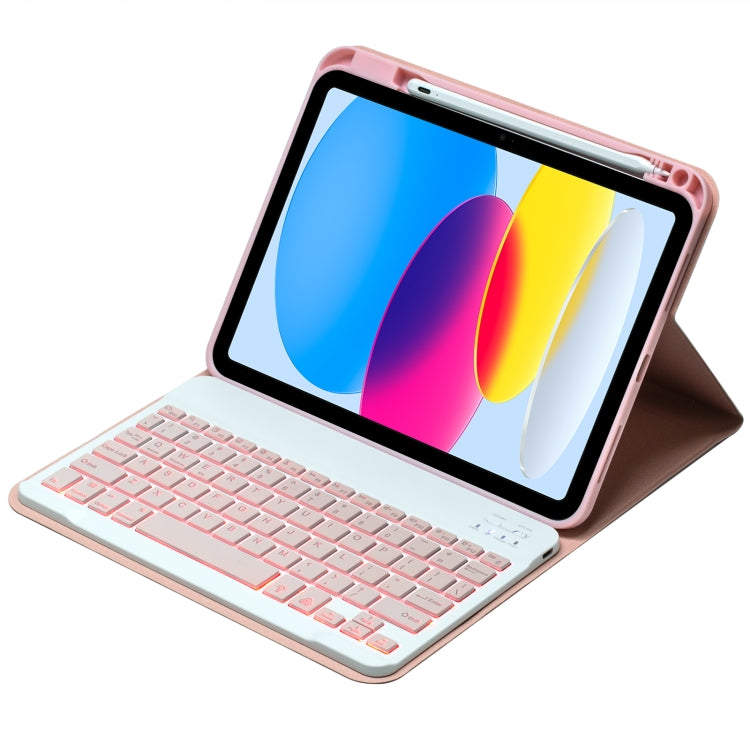 SA-10DS Backlight Bluetooth Keyboard Leather Tablet Case with Pen Slot, For iPad 10th Gen 10.9 2022