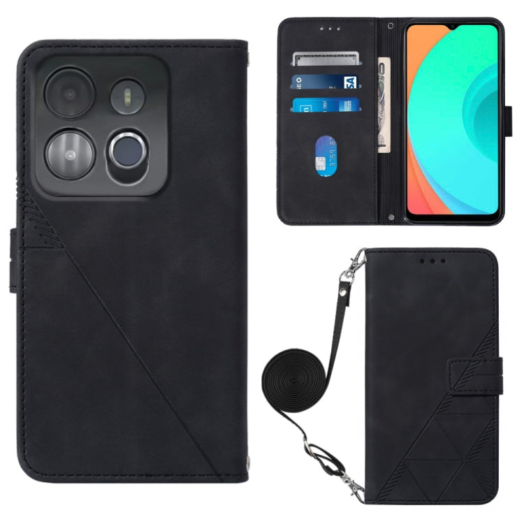 Crossbody 3D Embossed Flip Leather Phone Case, For Infinix Smart 7