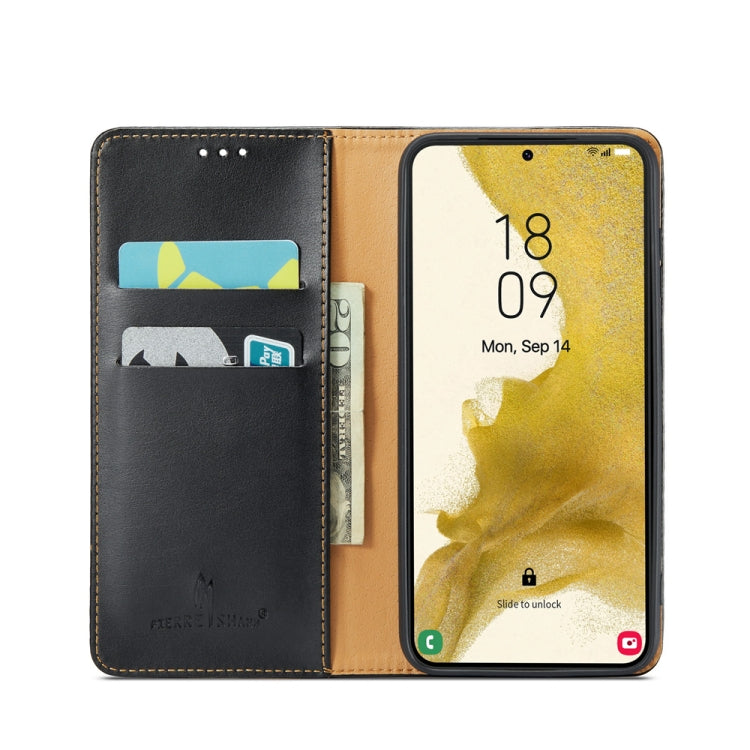 Fierre Shann PU Genuine Leather Texture Leather Phone Case, For Samsung Galaxy S23 5G