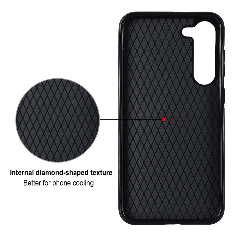 Rhombic PU Leather Phone Case with Ring Holder, For Samsung Galaxy S23 5G, For Samsung Galaxy S23+ 5G, For Samsung Galaxy S23 Ultra 5G