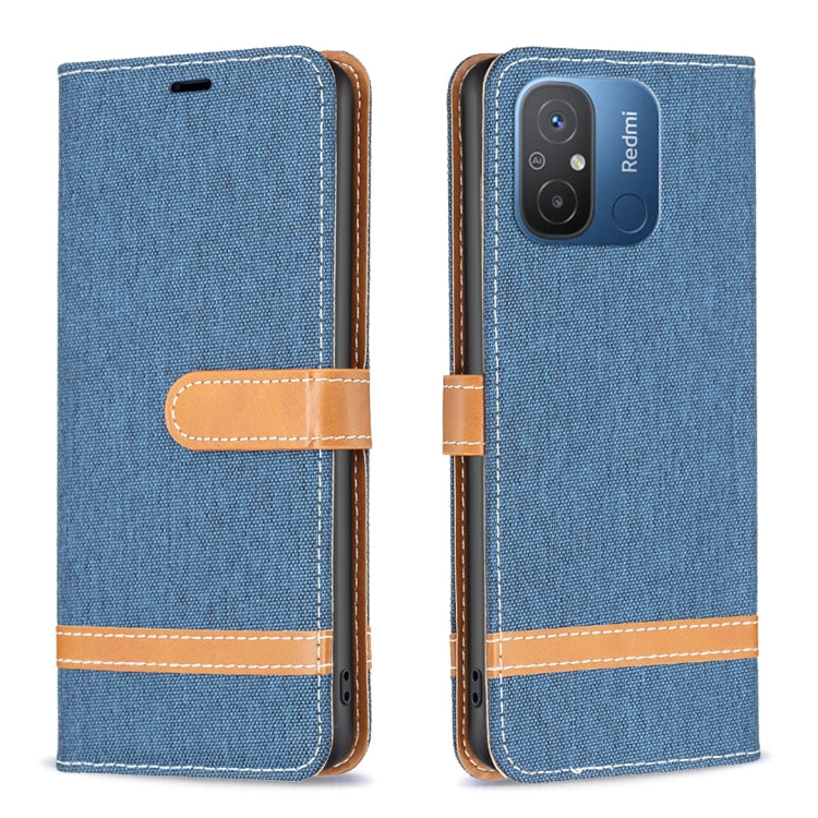 Color Block Denim Texture Leather Phone Case, For vivo Y02 4G, For Xiaomi Redmi 12C